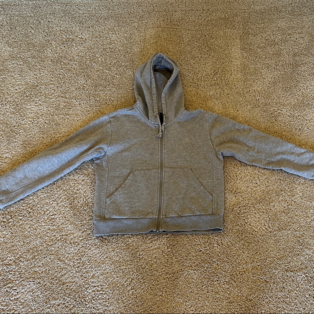 Adidas Youth All SZN Medium Gray Zip-Up Hoodie